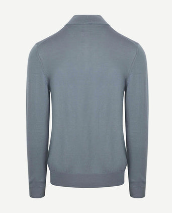halve rits pullover merinowol blauw