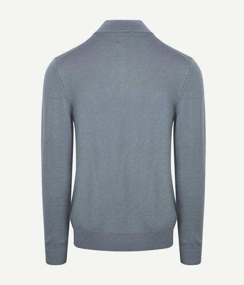 halve rits pullover merinowol blauw