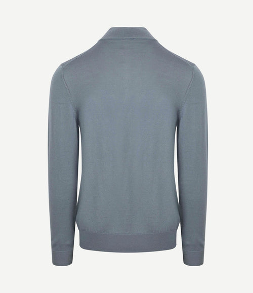 halve rits pullover merinowol blauw