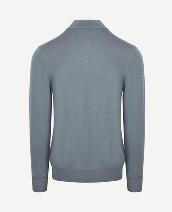 halve rits pullover merinowol blauw