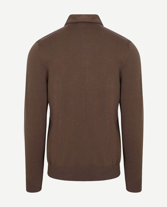 Longsleeve poloshirt luxury basic bruin