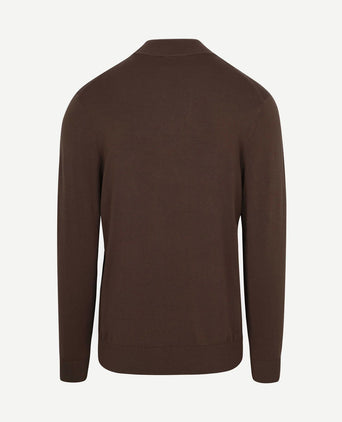 halve rits pullover luxury basic bruin