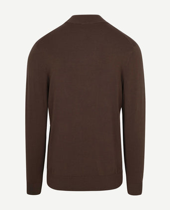 halve rits pullover luxury basic bruin