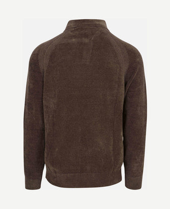 Longsleeve poloshirt chenille bruin