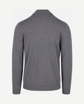 halve rits pullover merinowol grijs