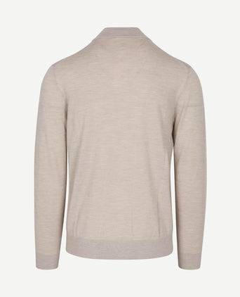 halve rits pullover merinowol beige