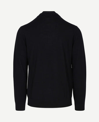 halve rits pullover merinowol zwart