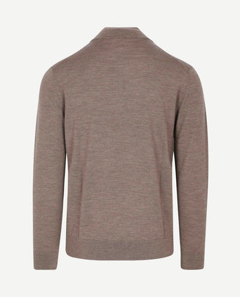halve rits pullover merinowol bruin