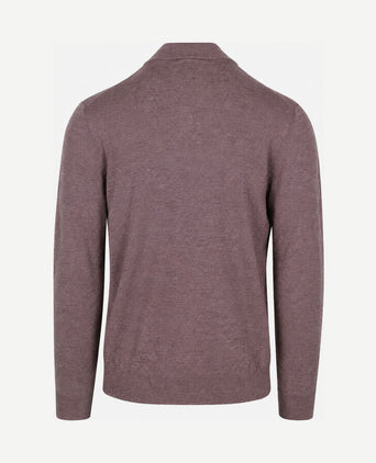 halve rits pullover merinowol aubergine