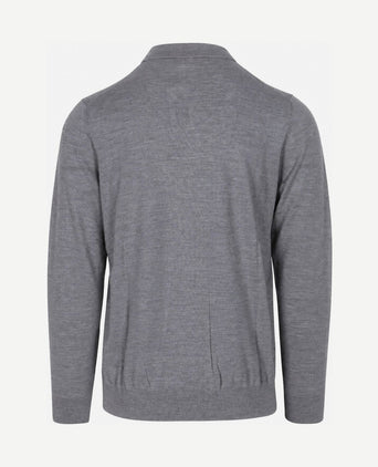 Longsleeve poloshirt merinowol grijs