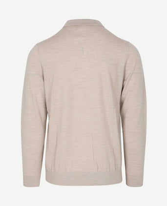 Longsleeve poloshirt merinowol beige