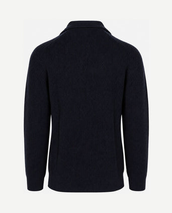halve rits pullover wool donkerblauw