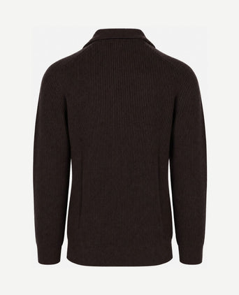 halve rits pullover wool bruin