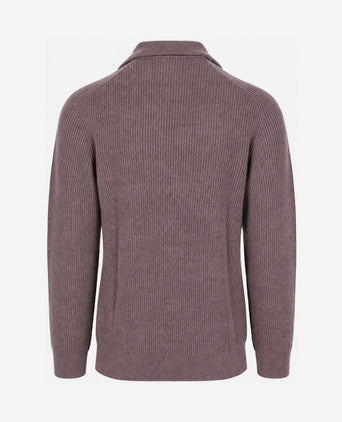 halve rits pullover wool light aubergine