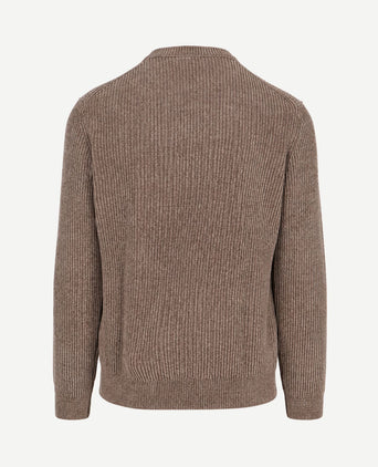 Pullover chenille rib wool blend brown