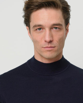 Turtleneck trui merino donkerblauw