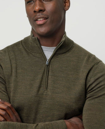Profuomo halve rits pullover merinowol olijfgroen