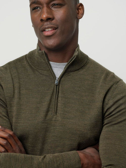 Profuomo halve rits pullover merinowol olijfgroen
