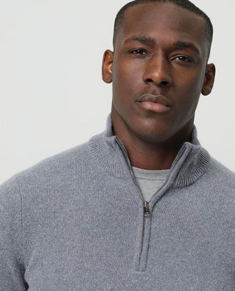 halve rits pullover wol blend blauw