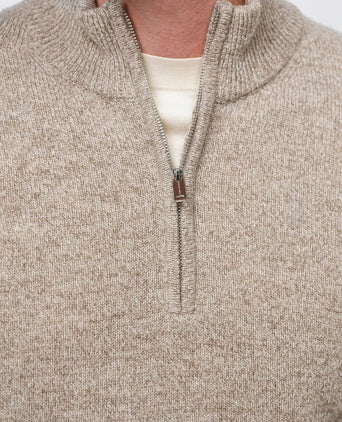 Profuomo halve rits pullover wol blend sand