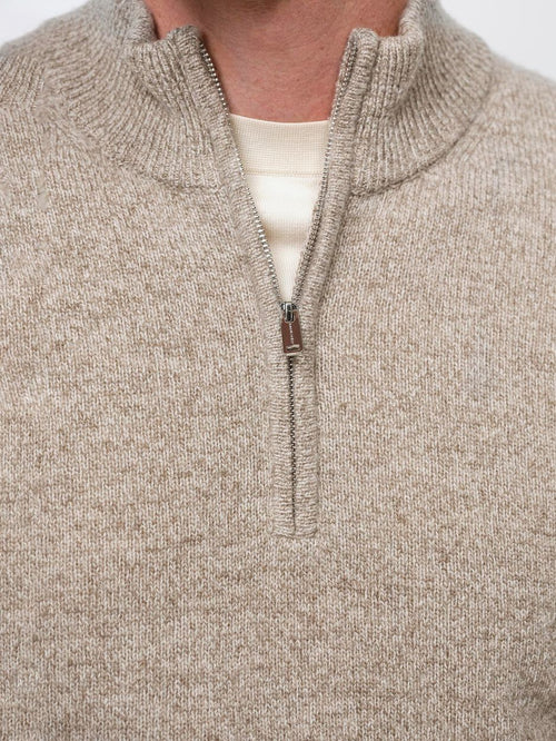 Profuomo halve rits pullover wol blend sand