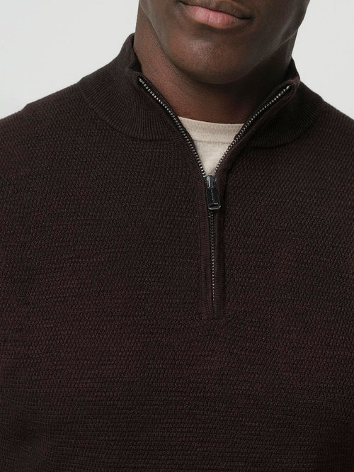 halve rits pullover structure bruin