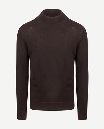 Profuomo turtleneck trui merino donkerbruin