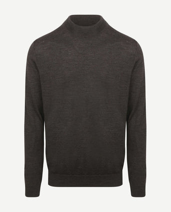 Turtleneck trui merino donkerbruin