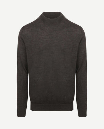 Turtleneck trui merino donkerbruin