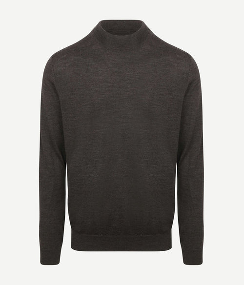 Turtleneck trui merino donkerbruin