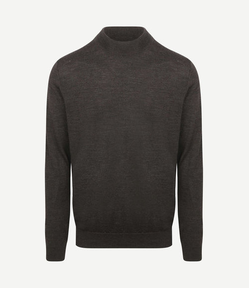 Turtleneck trui merino donkerbruin