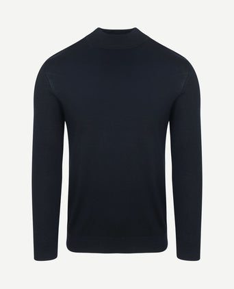 Turtleneck trui merino donkerblauw