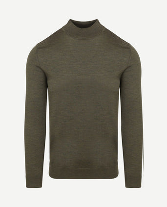 Turtleneck trui merino olijfgroen