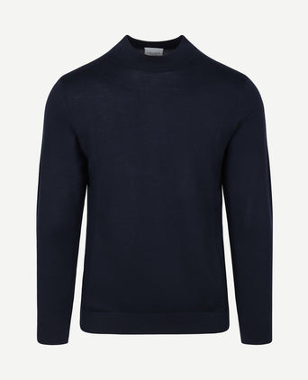 Turtleneck trui merinowol donkerblauw