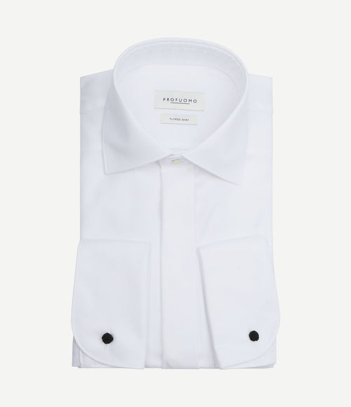Tuxedo shirt dubbel manchet wit