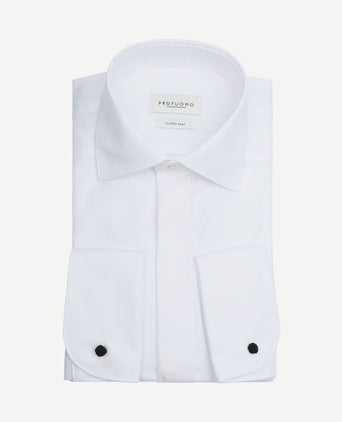Tuxedo shirt dubbel manchet wit