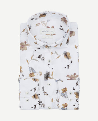 Twill overhemd bloem wit