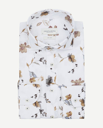Twill overhemd bloem wit
