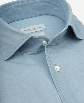 Twill overhemd denim lichtblauw