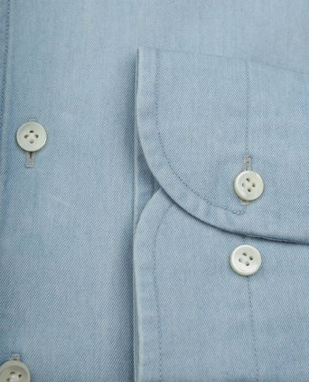Twill overhemd denim lichtblauw