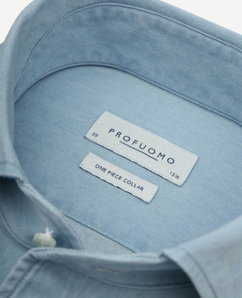 Twill overhemd denim lichtblauw