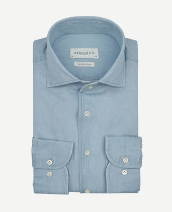 Twill overhemd denim lichtblauw