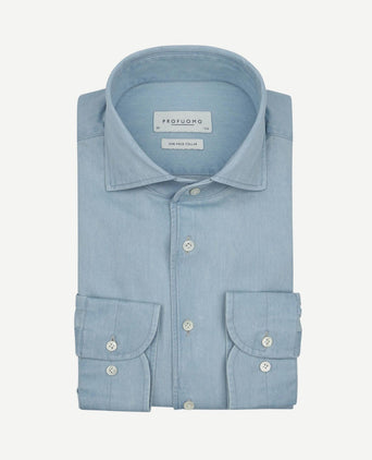 Twill overhemd denim lichtblauw