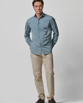 Twill overhemd denim lichtblauw