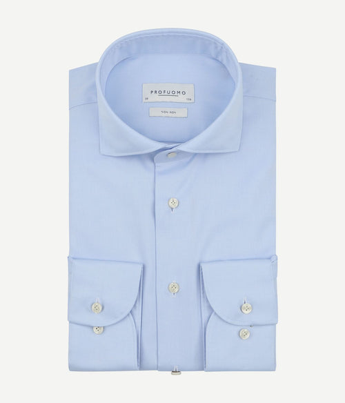 Twill overhemd extra lange mouwen lichtblauw