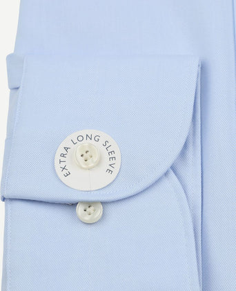 Twill overhemd extra lange mouwen lichtblauw
