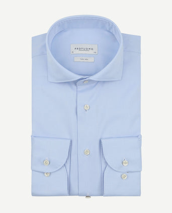 Twill overhemd extra lange mouwen lichtblauw