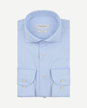 Twill overhemd extra lange mouwen lichtblauw