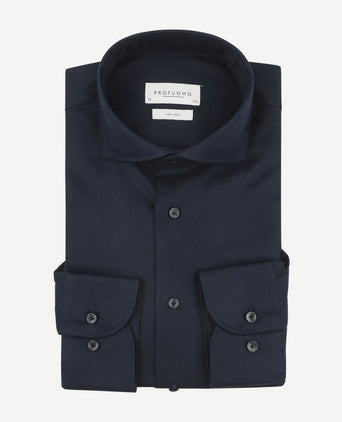 Profuomo twill overhemd extra lange mouwen donkerblauw | Slim-fit