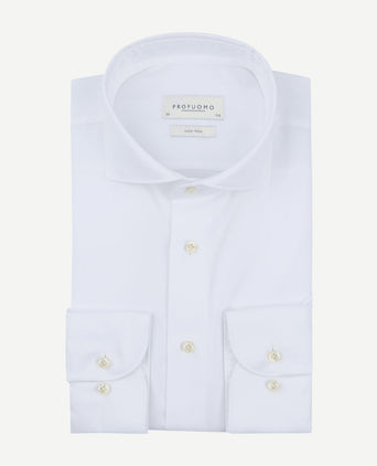 Profuomo twill overhemd extra lange mouwen wit | Slim-fit